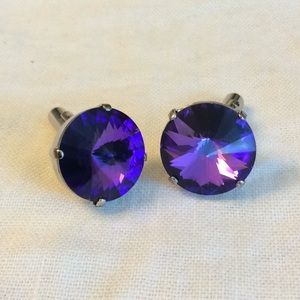 Amethyst like Silver-tone Cuffs